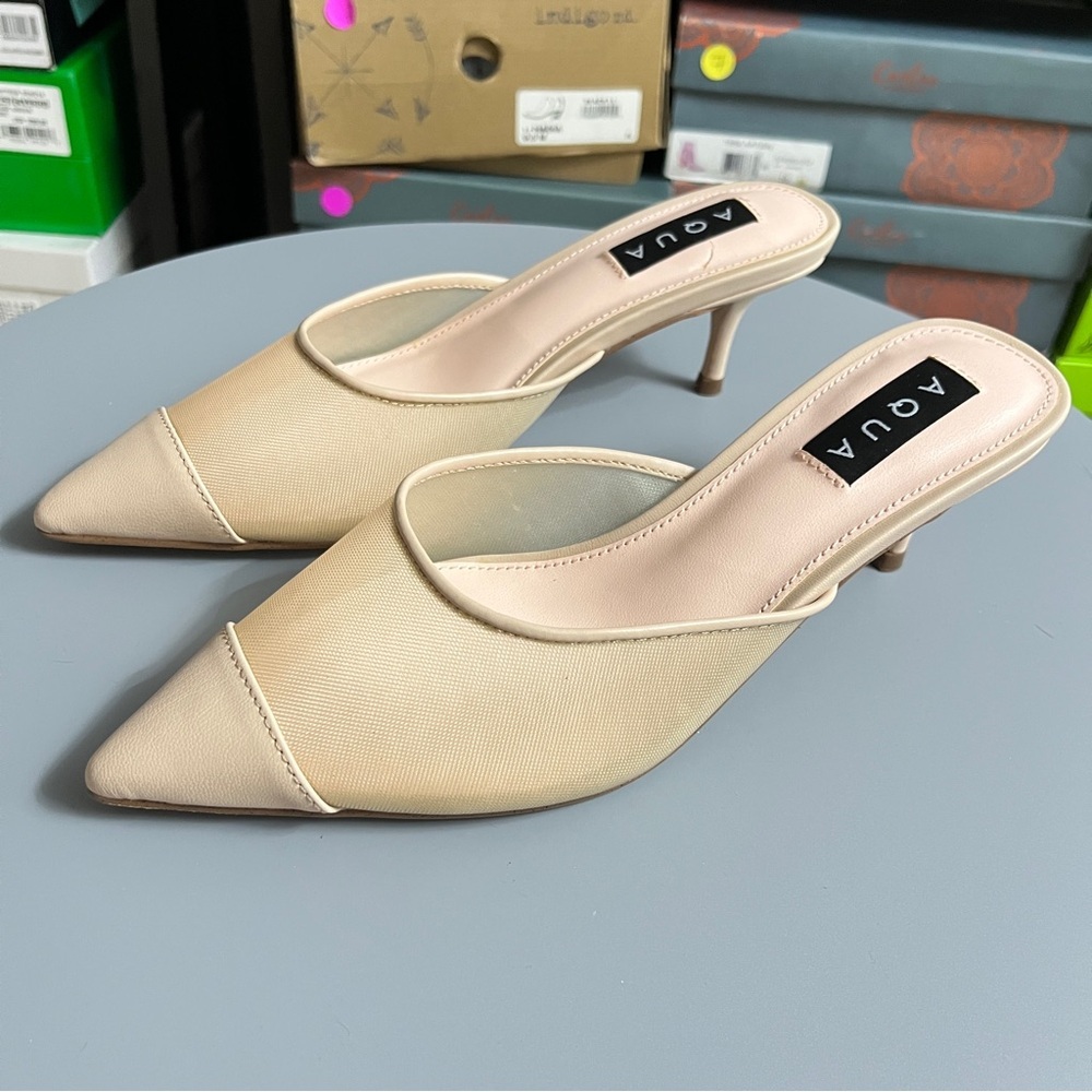 Aqua Women's Cream Pointed-Toe Heels